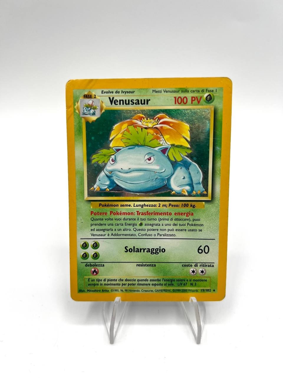 Carta Pokemon Venusaur 15/102 Set Base BS Rara Holo poor Italiano Vintage