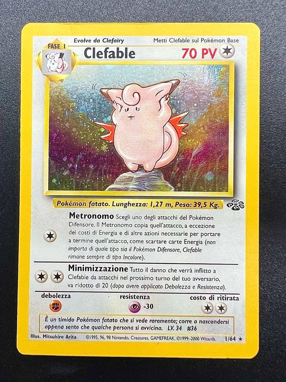 Carta Pokemon Clefable 1/64 set Jungle JU Holo Italiano Vintage Good