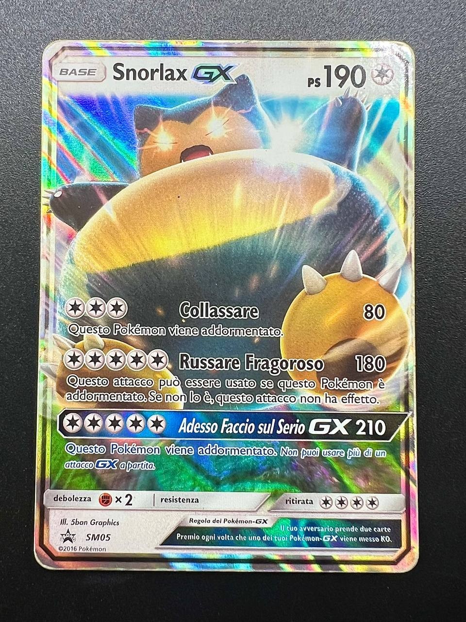 Carta Pokémon Snorlax GX SM05 Black Star Promo Italiano Holo Played Vintage