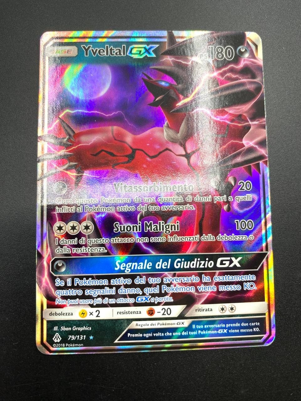 Yveltal GX 79/131 Carta Pokemon set Apocalisse di luce Excellent Italiano Holo