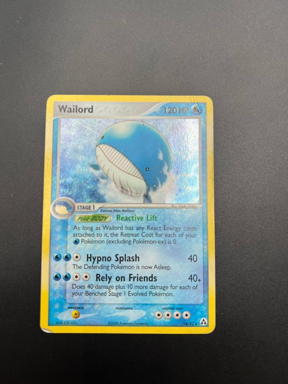 Carta pokemon Wailord 14/92 set Legend Maker Holo Inglese Played ENG Vintage