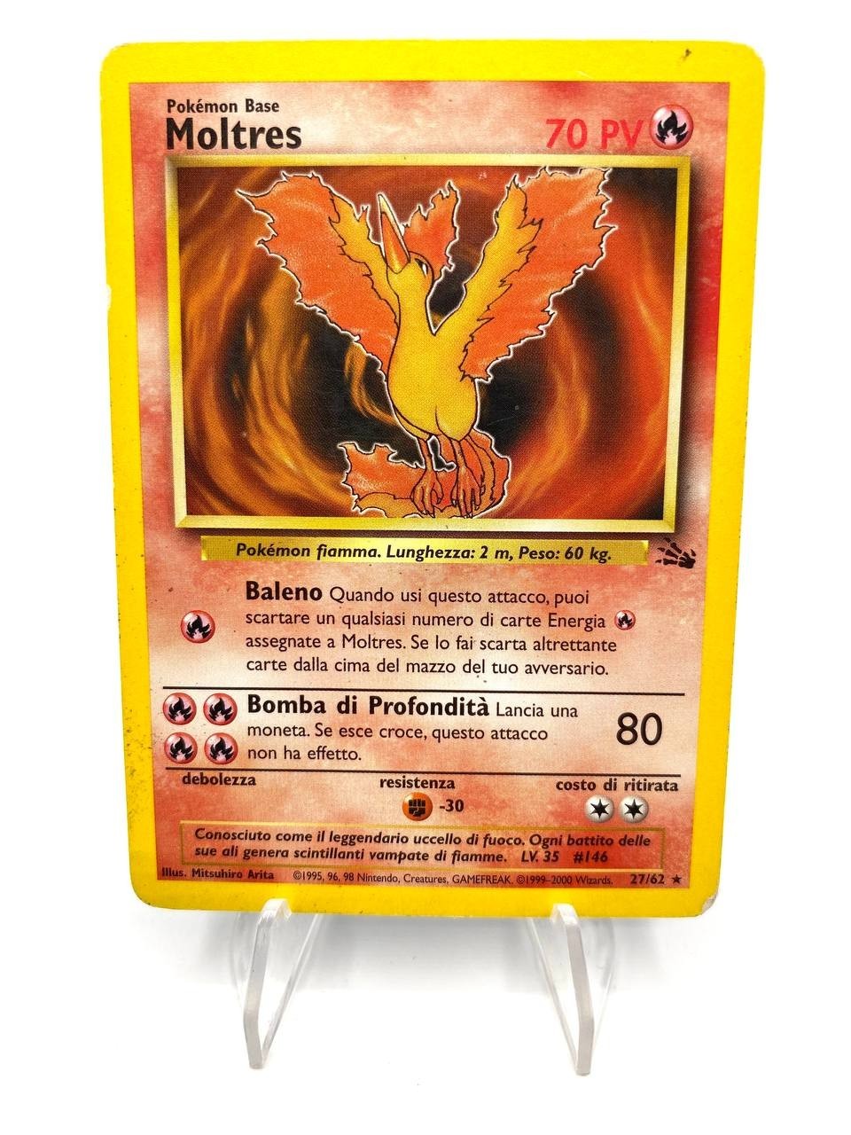 Carta pokemon Moltres 27/62 set Fossil FO no holo Poor Vintage Italiano