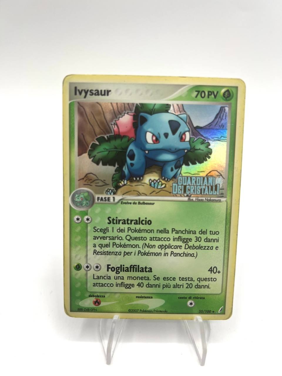 Carta Pokemon 35/100 Ivysaur EX Guardiani dei cristalli Stamped ITA Holo poor