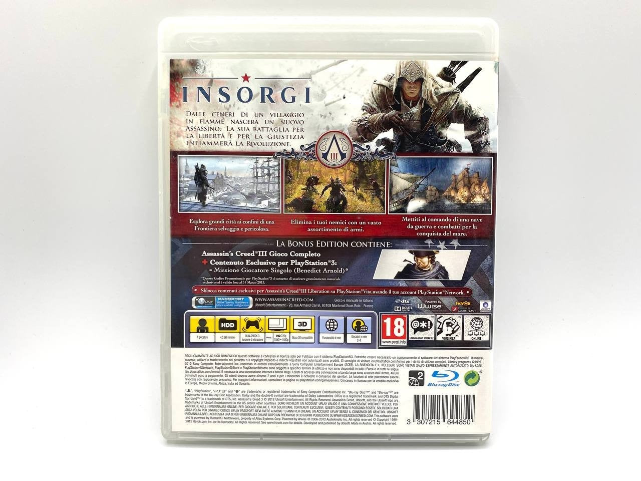 ASSASSIN'S CREED III 3 PS3 SONY PlayStation 3 gioco Italiano ITA Completo