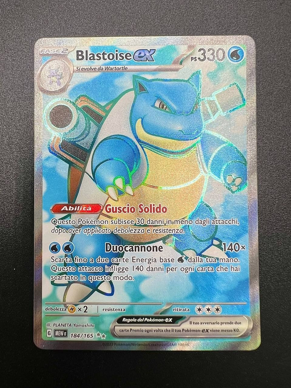 Carta Pokemon set 151 Blastoise ex 184/165 MEW Holo Full art Near mint Italiano