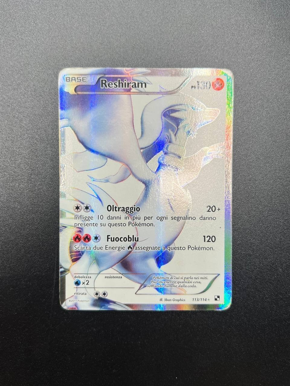 Carta Pokémon Reshiram BLW 113/114 Full Art Italiano Nero e Bianco poor