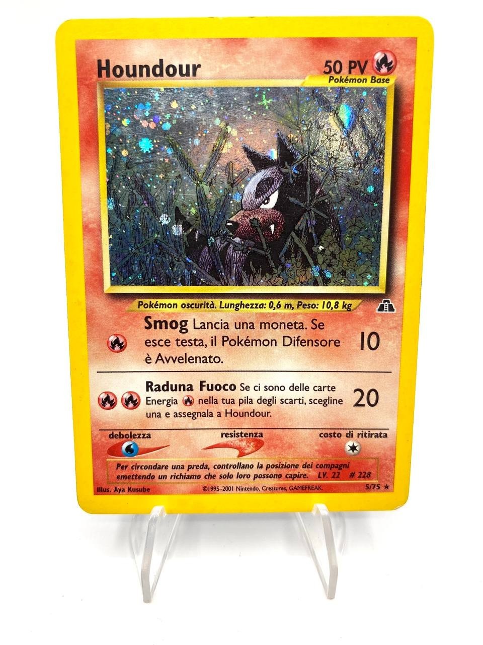 Carta Pokemon Houndour 24/75 set Neo Discovery Holo Vintage Played Italiano