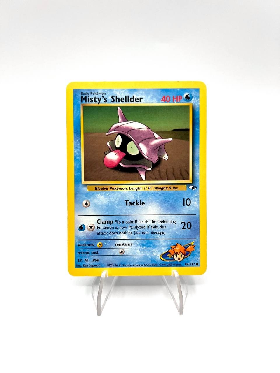 Pokémon-Karte Misty's Shellder 89/132 Set Gym Heroes Guter Vintage Zustand Englisch