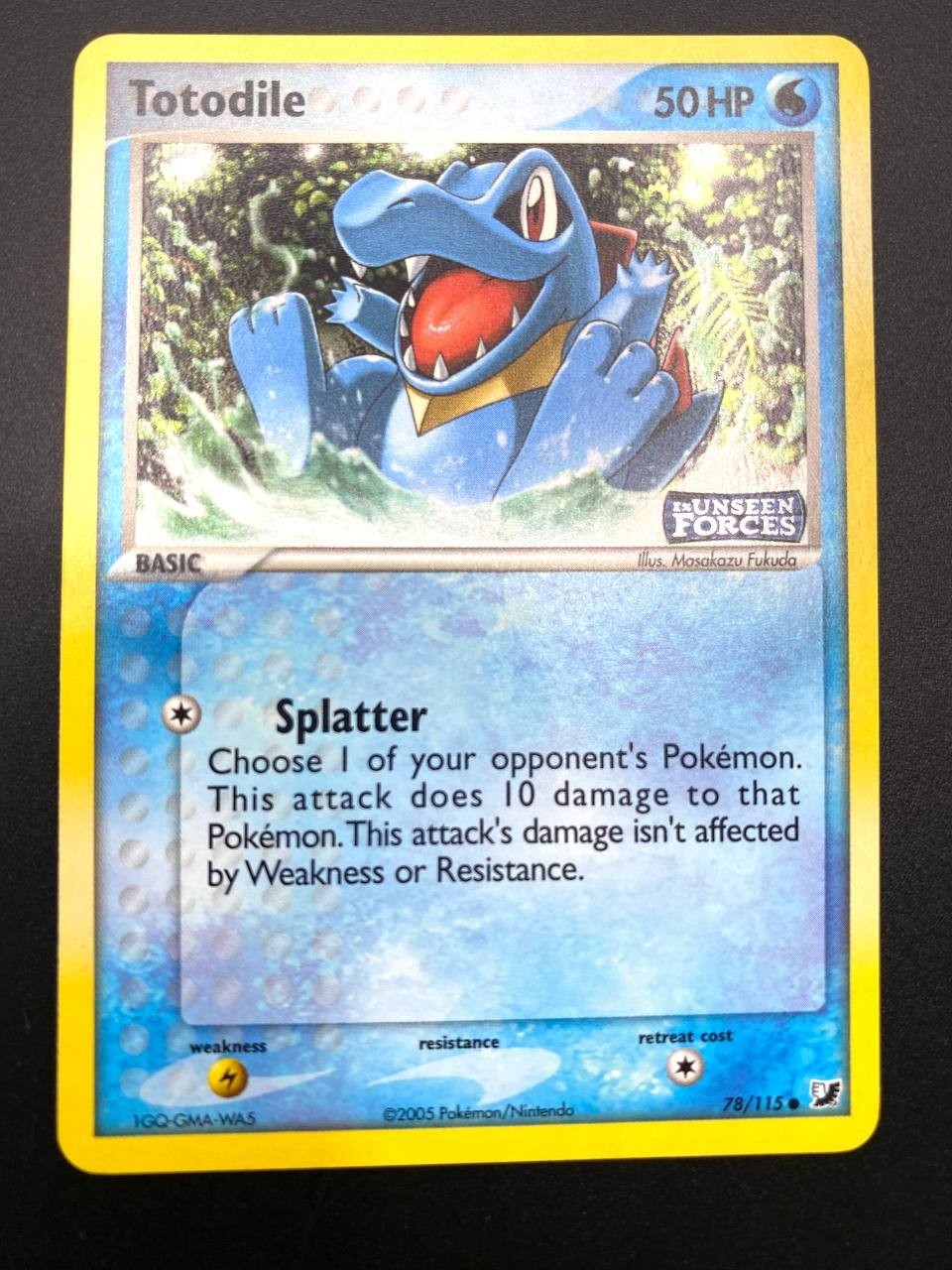 carta pokemon Totodile 78/115 ex Unseen Forces Reverse Holo Stamped Inglese NM