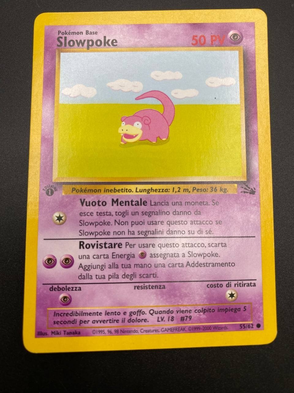 Carta Pokemon Slowpoke 55/62 set Fossil FO Italiano Excellent 1 edizione Vintage