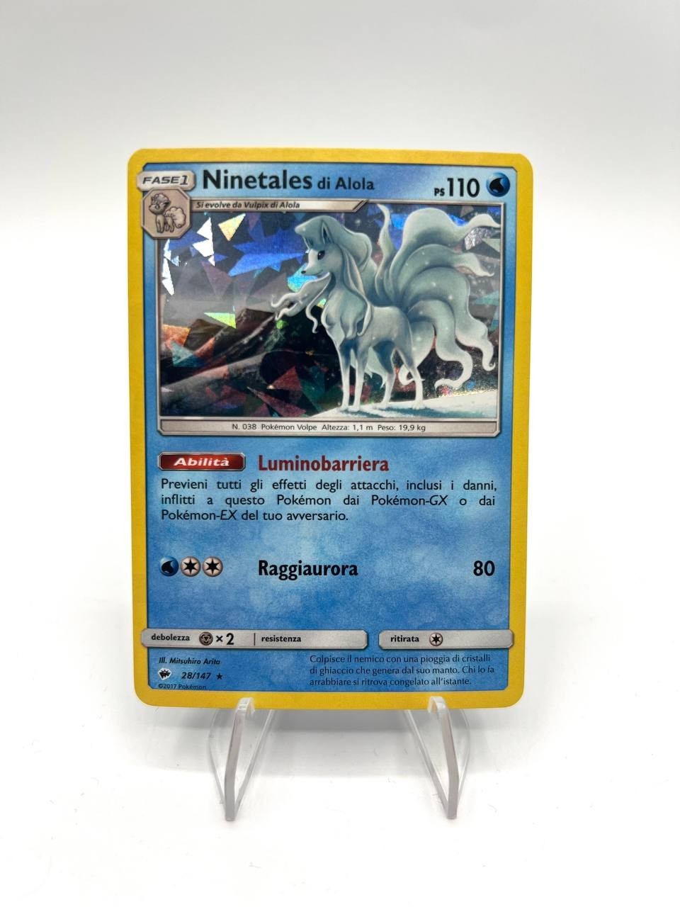 Carta pokemon Ninetales di Alola 28/147 Italiano Holo Ombre infuocate Excellent