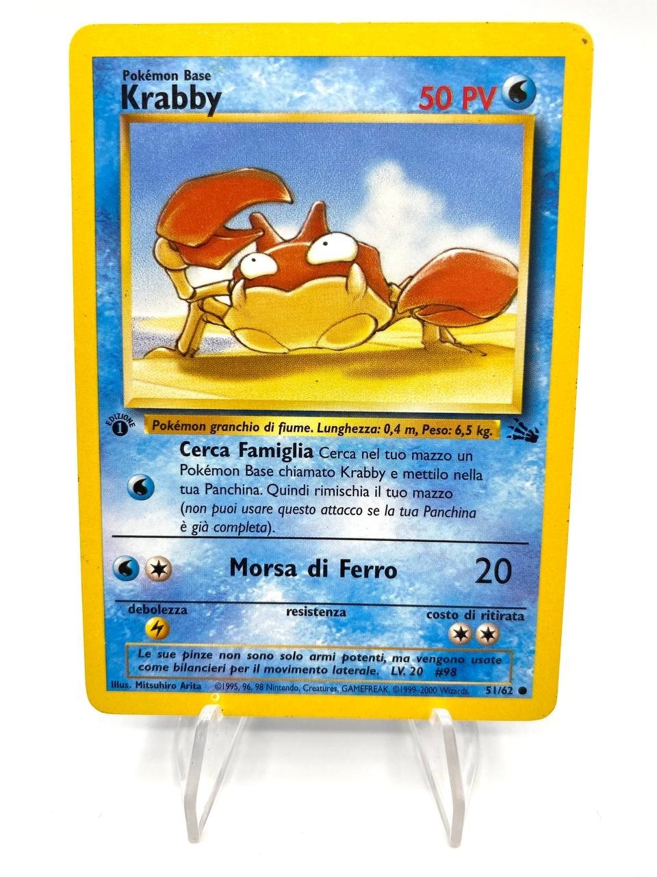 Carta Pokémon Krabby 51/62 1 Edizione Italiano Fossil FO Vintage Excellent