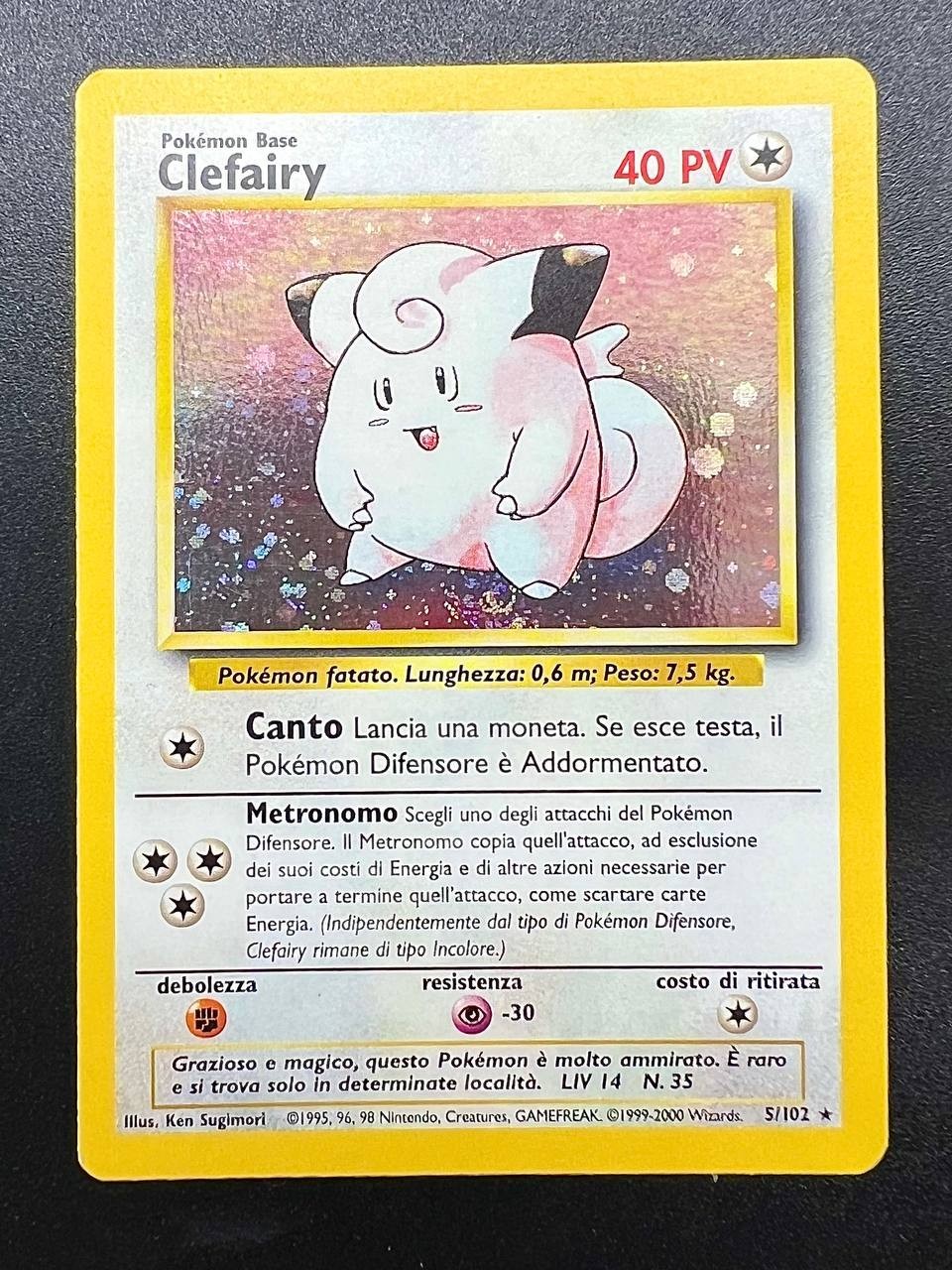 Carta Pokemon Clefairy 5/102 set Base BS Italiano Played holo Vintage