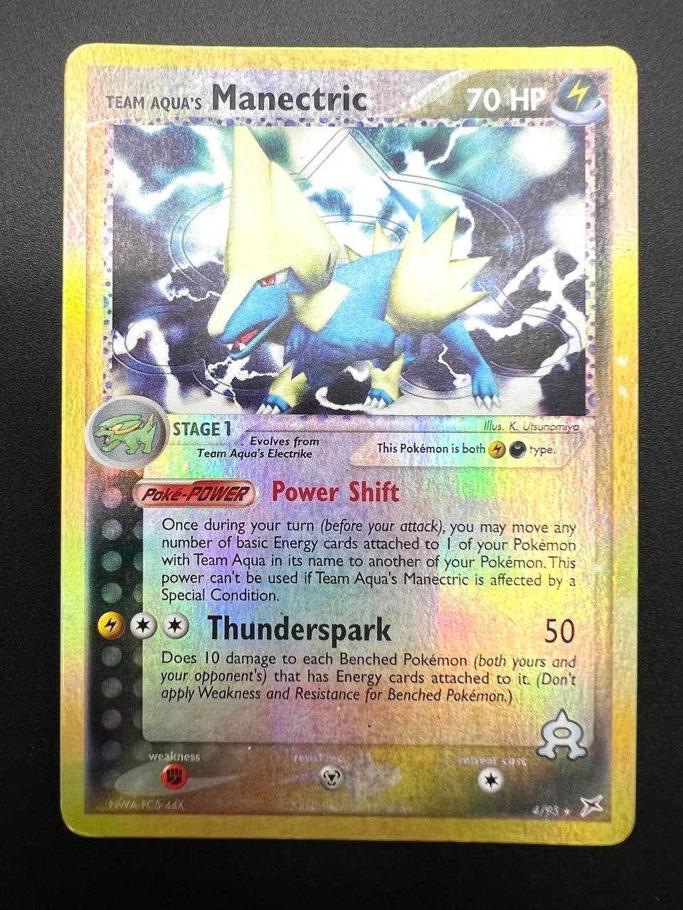 Carta Pokemon EX Team Aqua Team acqua's Manectric Reverse Holo 4/95 Inglese EXC