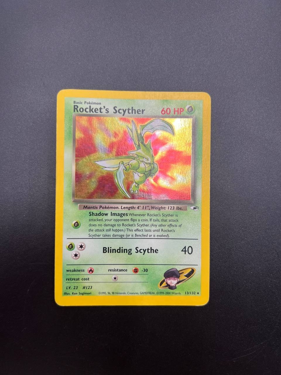 Carta pokemon Rocket's Scyther 13/132 set Gym Heroes Inglese Holo Vintage Good