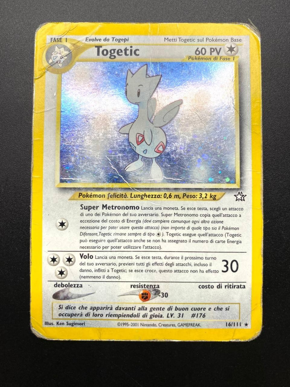 Carta Pokémon set Neo Genesis Togetic 16/111 Holo Vintage Poor Inked Italiano