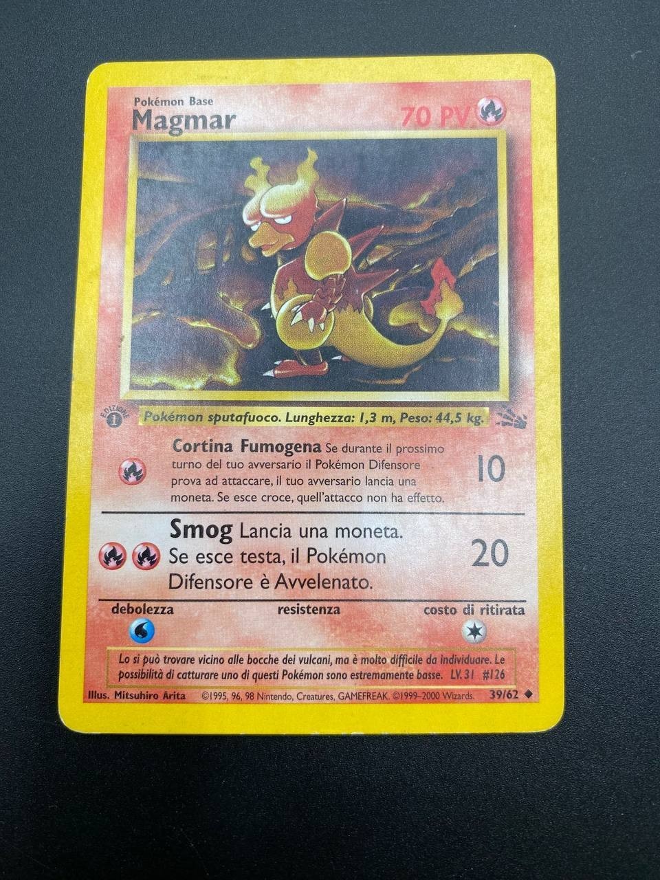 Carta Pokemon Magmar set Fossil FO 39/62 Italiano 1a Edizione Good Vintage