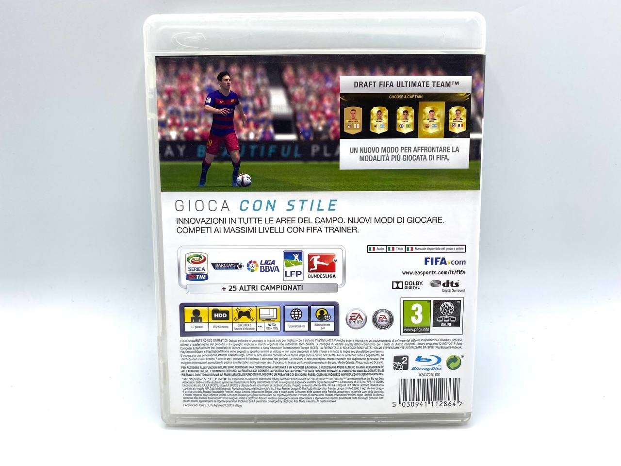 Videogioco calcio FIFA 16 Sony PS3 PLAYSTATION 3 completo Funzionante Italiano
