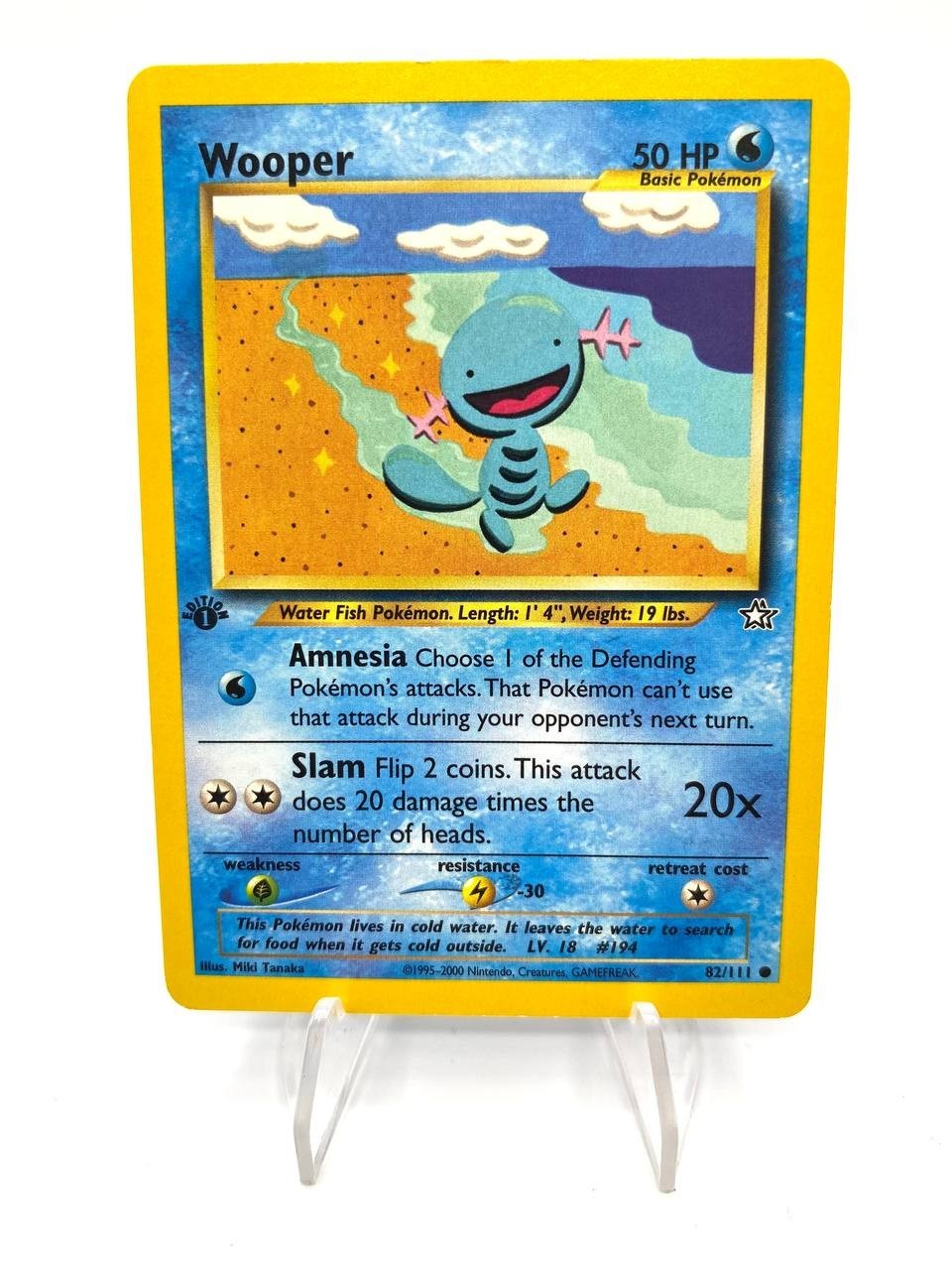 Carta Pokemon Wooper 82/111 Neo Genesis 2000 1st edition Excellent Vintage ENG