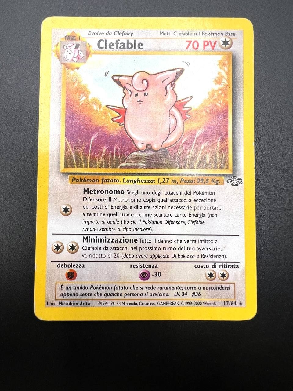 Carta pokemon Clefable No Holo Italiano 17/64 set Jungle JU Good Vintage Wizards