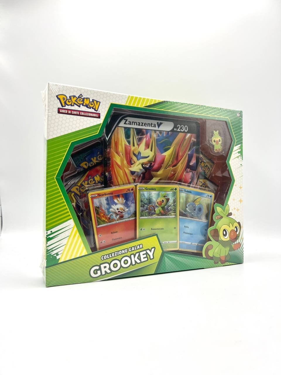 Pokemon Grookey Collezione Galar Italiano sealed 3 promo 4 bustine + spilla