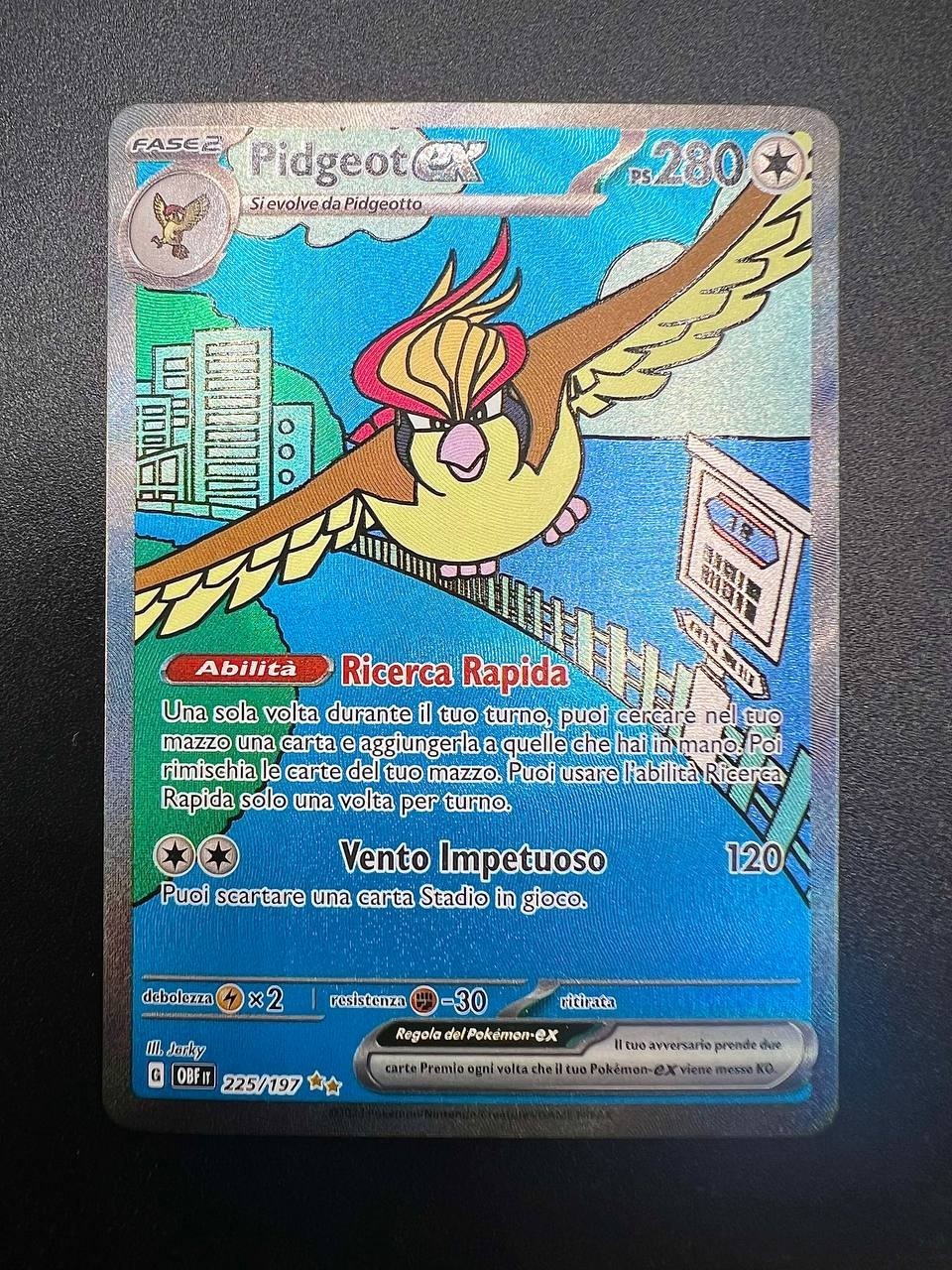 carta Pokémon Pidgeot ex 225/197 ossidiana infuocata italiano near mint
