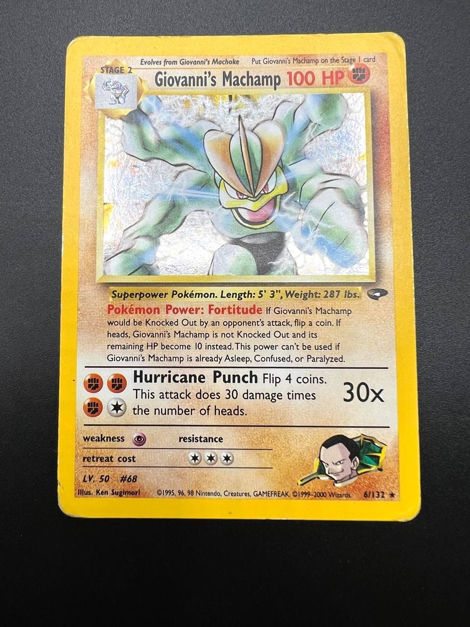 Carta pokemon Giovanni's Machamp 6/132 Gym Challenge Holo Poor Inglese Vintage