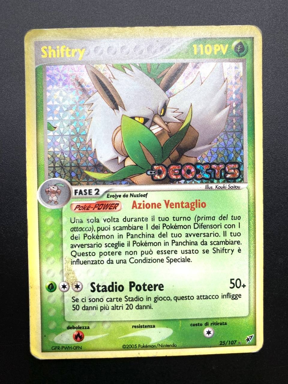 Carta pokemon Shiftry 25/107 set Ex Deoxys Holo Stamped Played Italiano