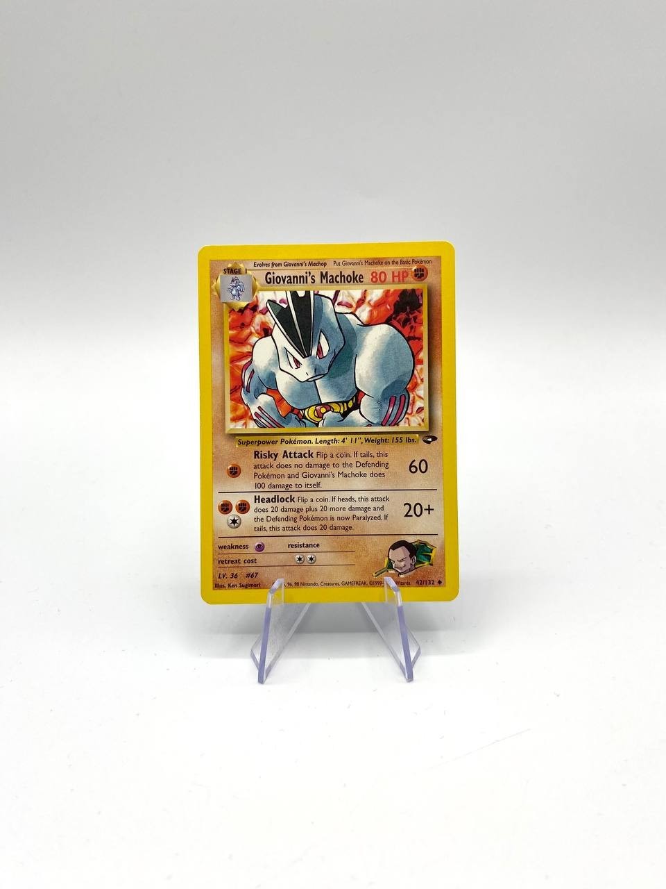 Carta pokemon Giovanni's Machoke 42/132 set Gym Challenge Excellent Vintage ENG