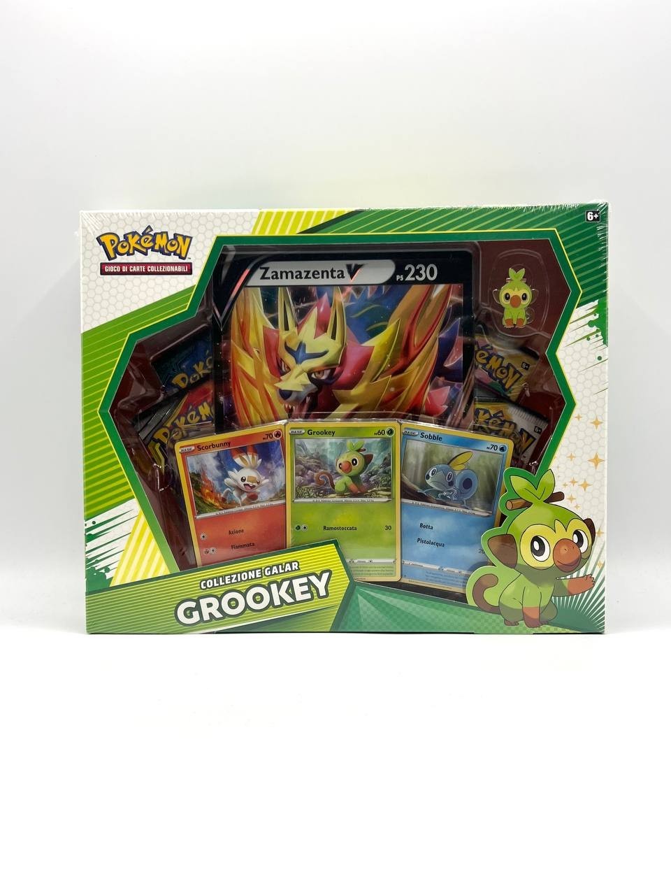 Pokemon Grookey Collezione Galar Italiano sealed 3 promo 4 bustine + spilla