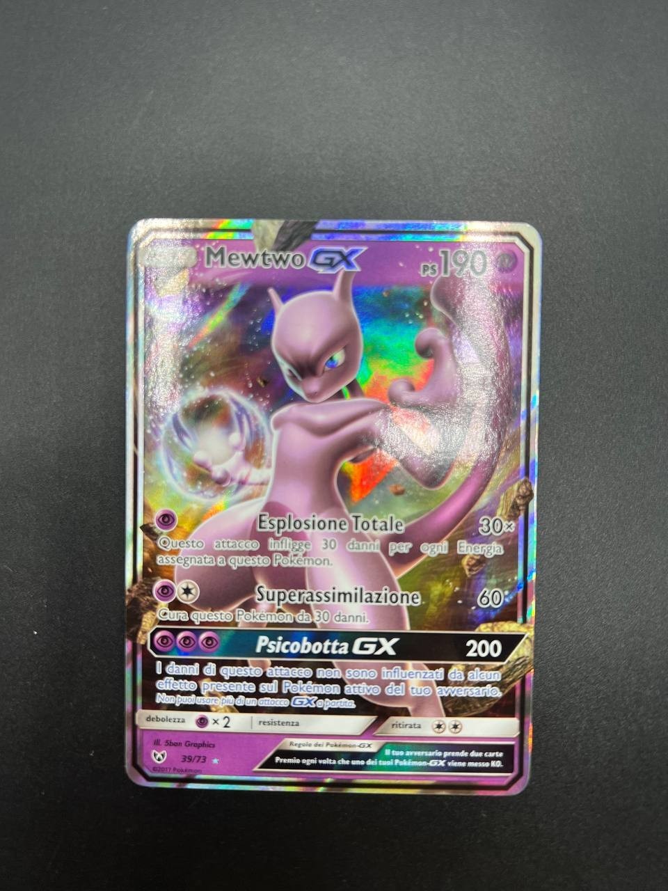 Carta pokemon Mewtwo GX 39/73 Holo set Leggende iridescenti Italiano Near mint