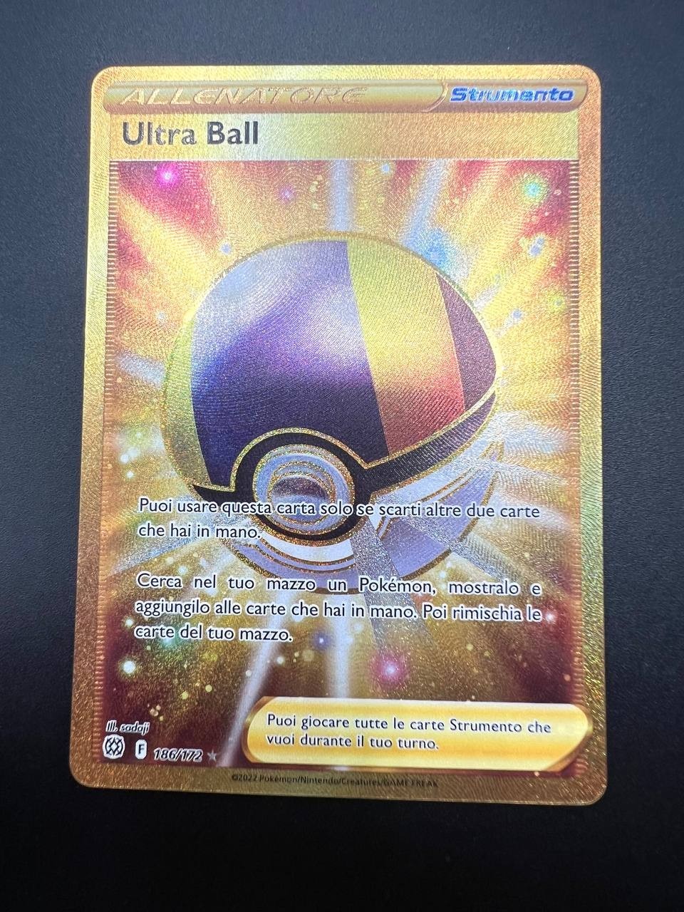 Carta Pokémon ultra Ball Gold F 186/172 set Astri Lucenti Italiano Near mint