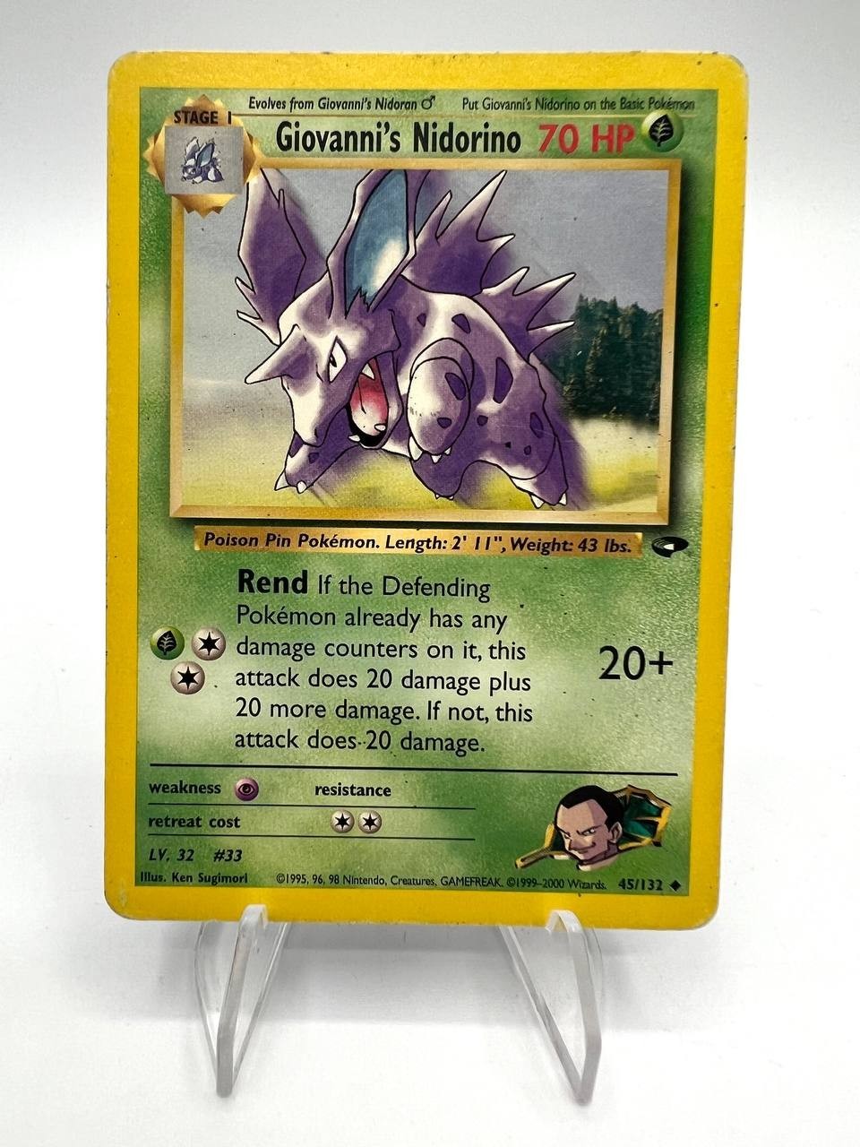 Carta pokemon Giovanni's Nidorino 45/132 Gym Challenge Inglese Played Vintage