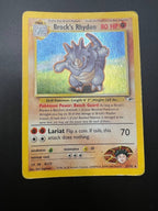 Carta Pokémon Brock's Rhydon set Gym Heroes 2/132 Holo Poor Vintage Inglese