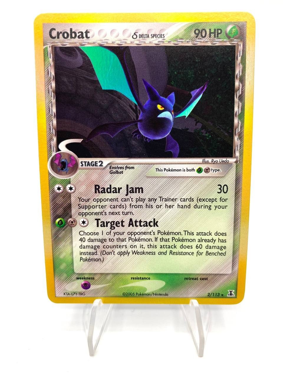 Carta Pokemon Crobat set Delta Species 2/113 Holo Reverse Inglese Good