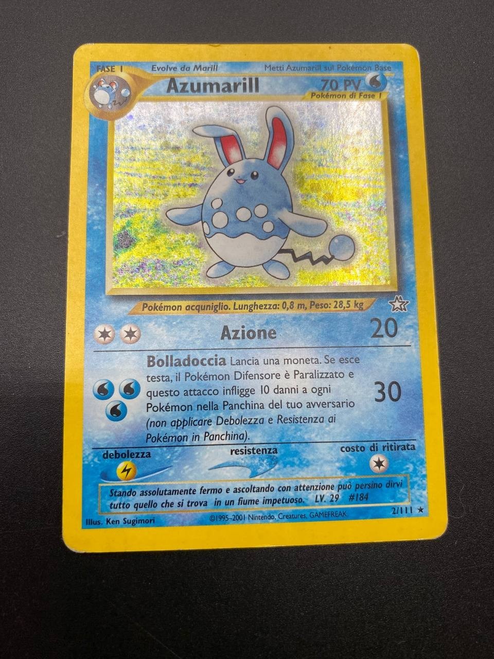 Carta Pokémon Azumarill set Neo Genesis 2/111 Unlimited Vintage Holo Italiano
