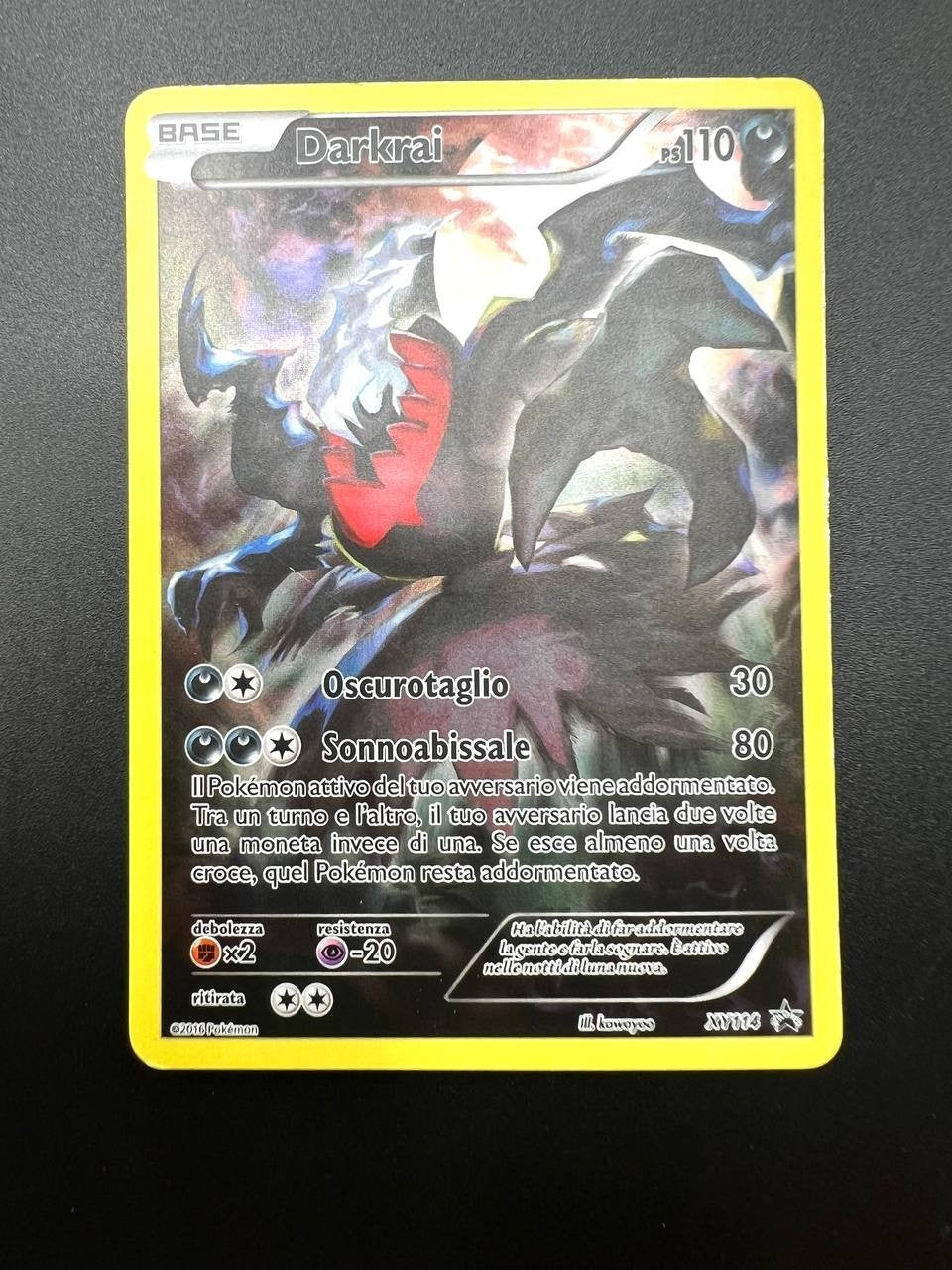 Carta pokemon Darkrai XY114 XY Black Star Promo Full Art Holo Italiano Good