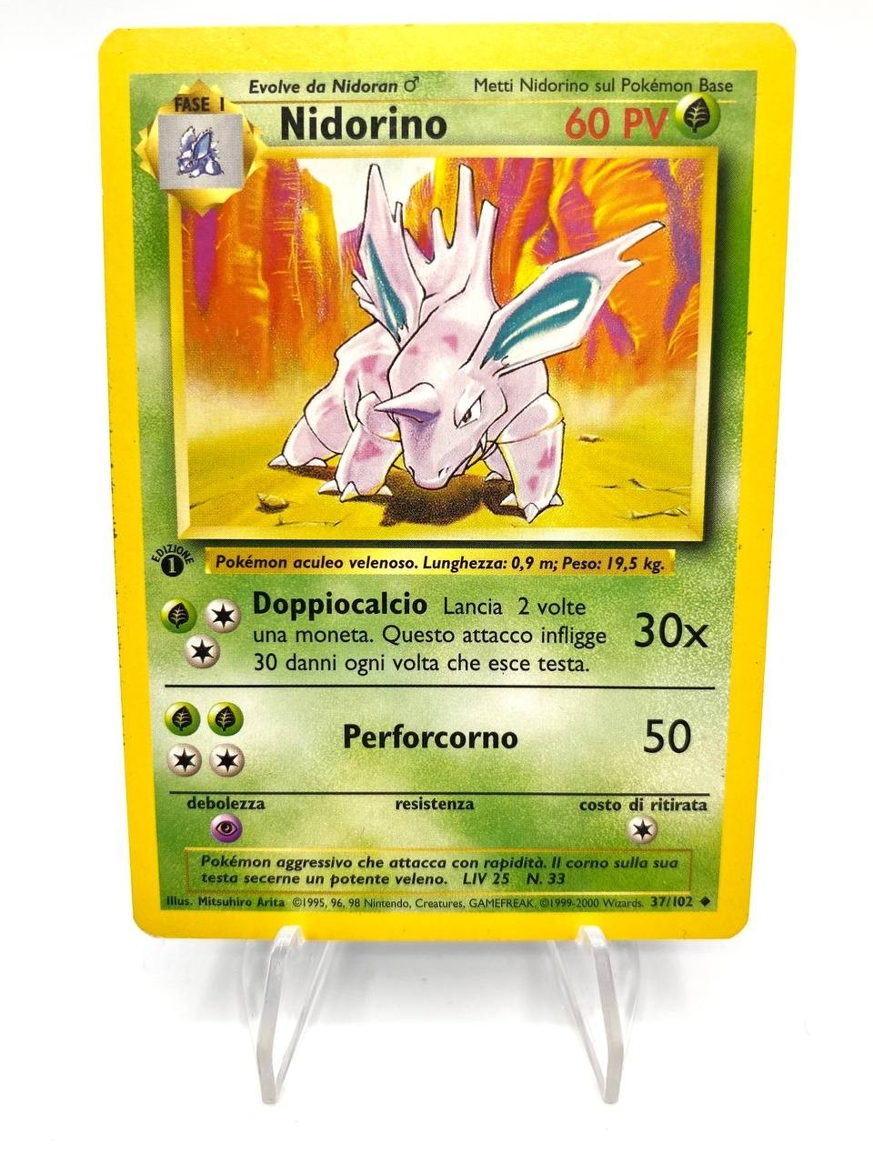 Carta Pokémon Set Base BS  Nidorino 37/102 ITA 1a Edizione Near mint Vintage