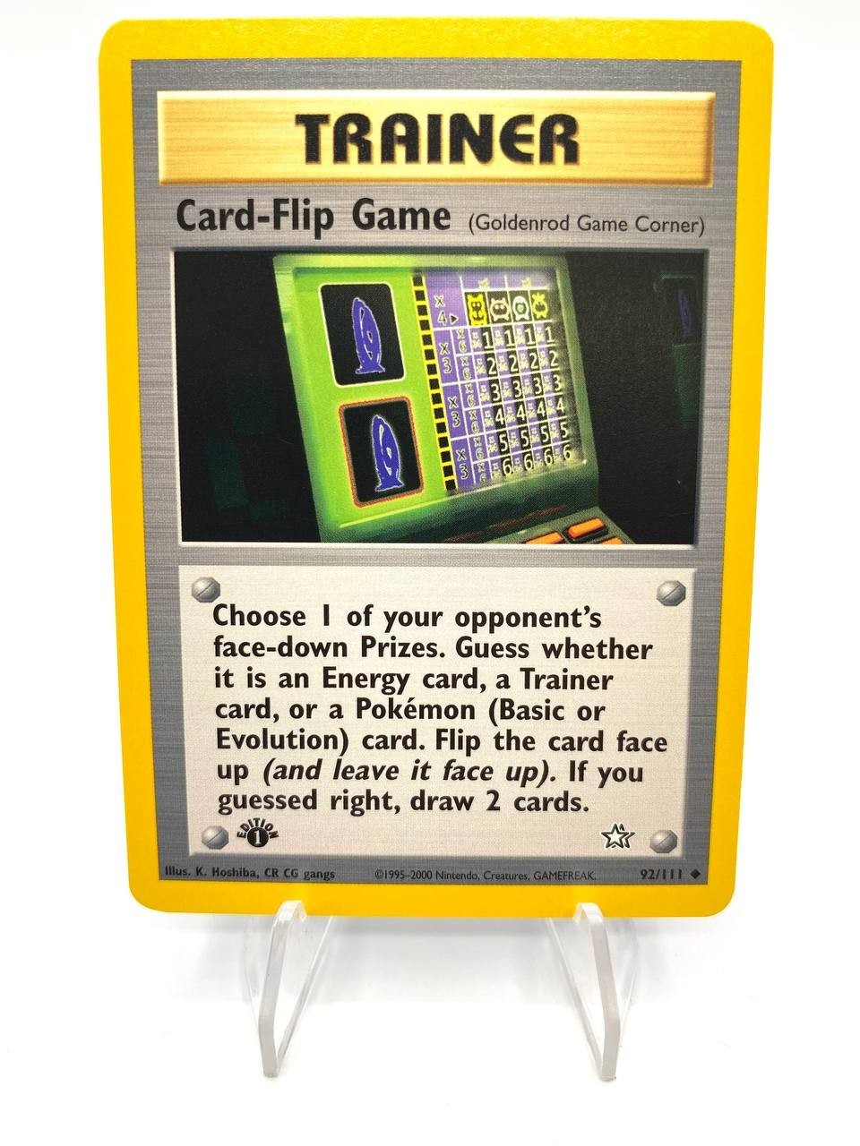 Carta Pokémon Neo Genesis Trainer Card-Flip Game 92/111 1st edition Excellent