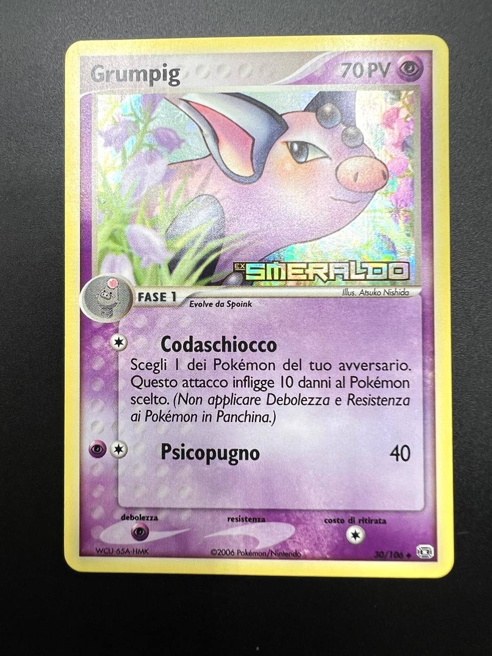 Carta pokemon Grumpig 30/106 set EX Emerald Holo Stamped Italiano Near mint