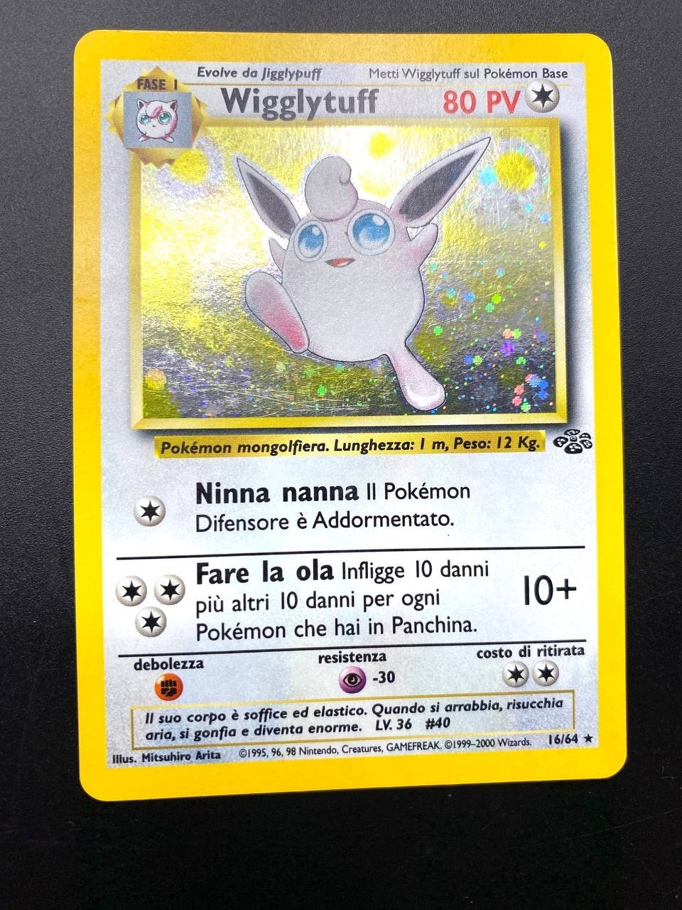 Carta POKÉMON set JUNGLE WIGGLYTUFF HOLO 16/64 Excellent Vintage Italiano