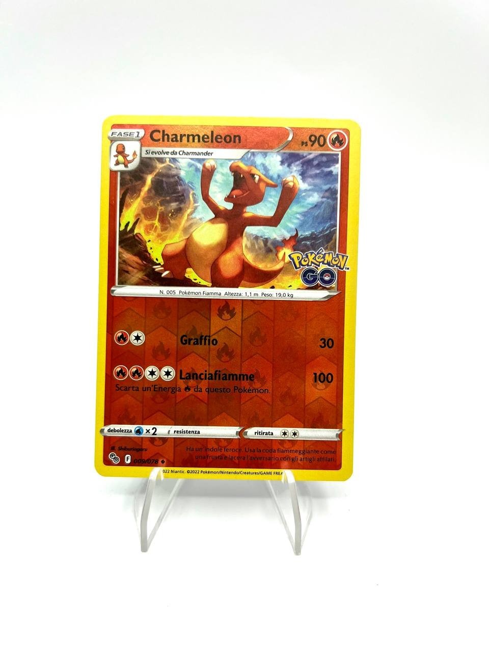 Carta Pokemon Charmeleon 009/078 Reverse Holo Pokemon Go Stamped Near mint
