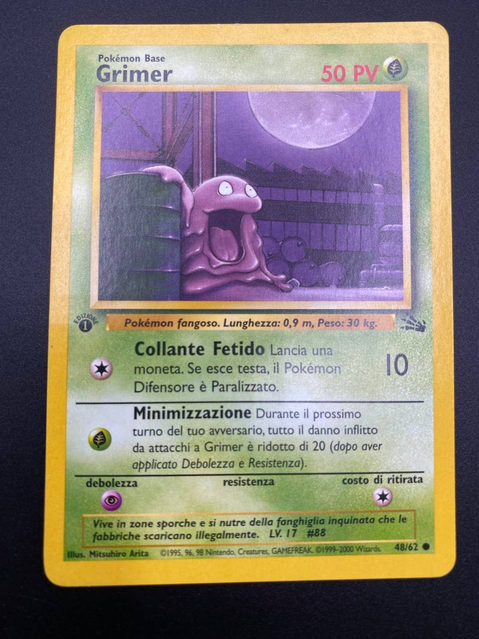 Carta pokemon Grimer 48/62 1 Edizione set Fossil FO Italiano Excellent Vintage