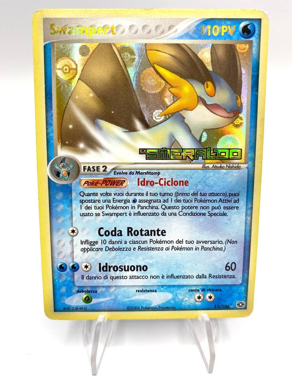 Carta Pokémon Swampert 11/106 Holo set EX Smeraldo Stamped Good 2006 Italiano