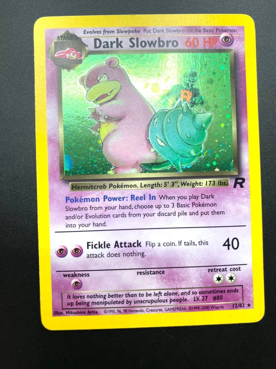 Carta Pokémon Dark Slowbro Holo set Team Rocket 12/82 Inglese Vintage Near mint