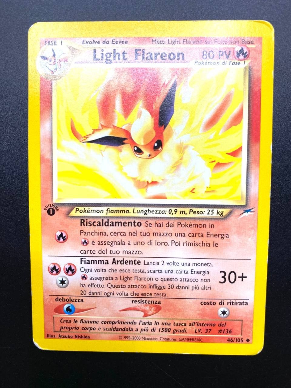 Carta pokemon Light Flareon 1a Edizione set Neo Destiny 46/105 ITA Vintage Poor