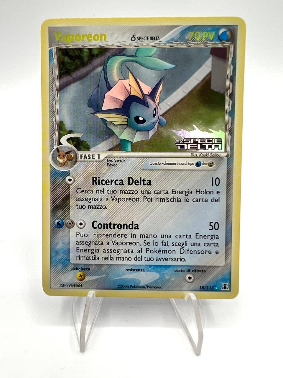 Carta Pokemon set EX DELTA SPECIES 18/113 Vaporeon Stamped Italiano Holo NM