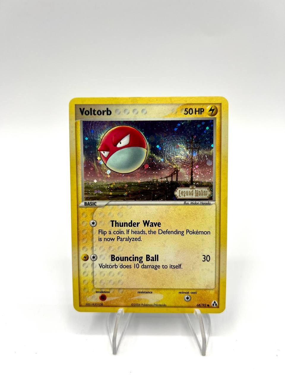 Carta pokemon Voltorb 68/92 set Legend Maker Stamped Holo Excellent Inglese