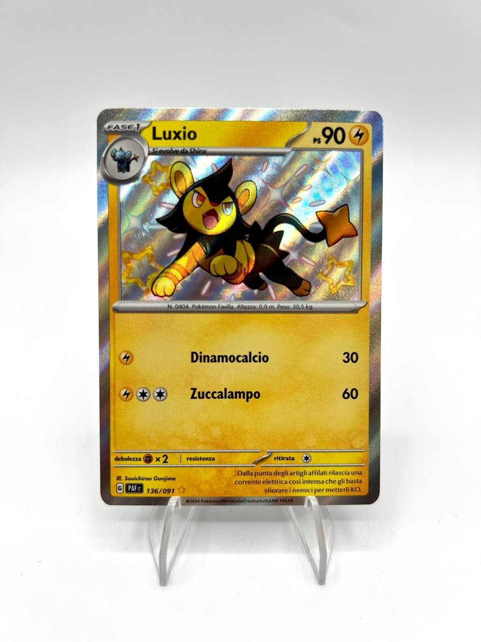 Carta pokemon Luxio 136/091 set Destino di paldea holo Baby shiny Italiano NM