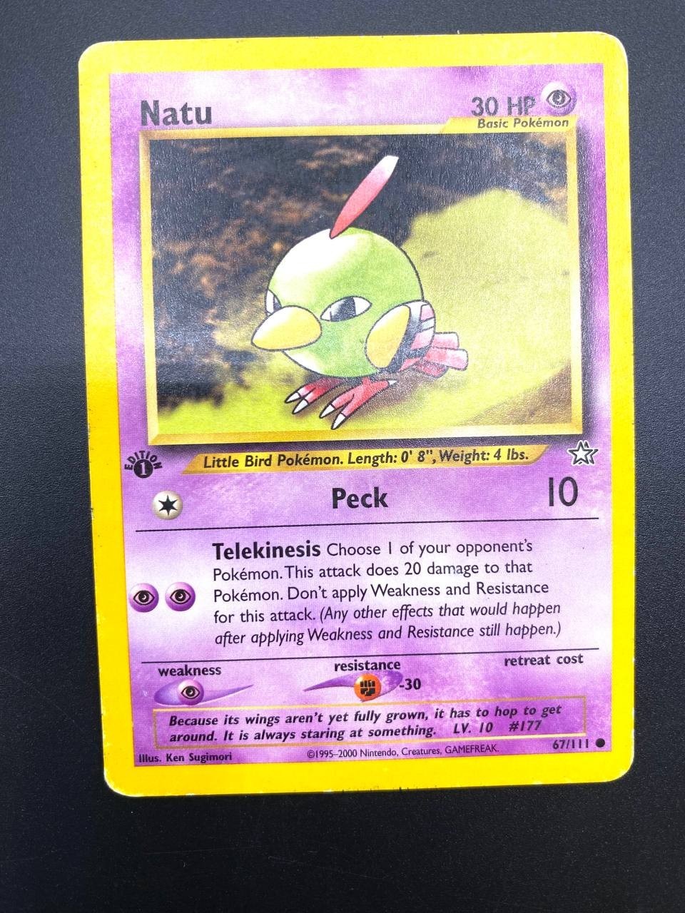 Carta Pokemon Natu 67/111 set Neo Genesis 1a Edizione Played Vintage Inglese